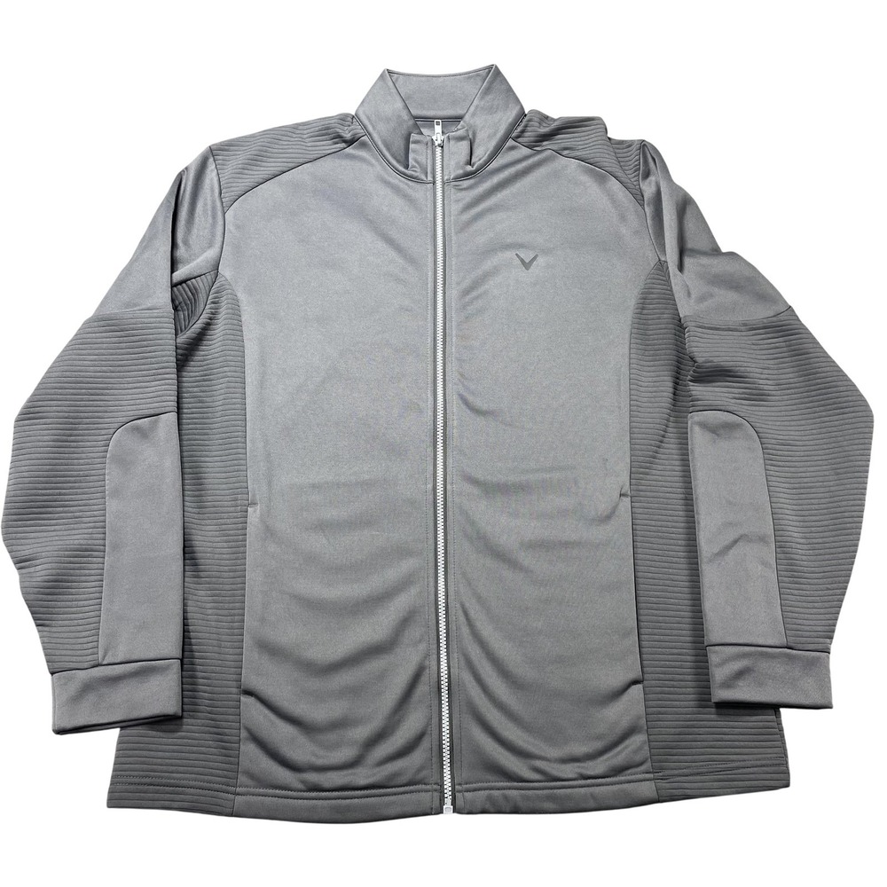 Callaway Jacket Mens Large Gray Track‎ Full Zip Golf Lightweight Ribbed Panels